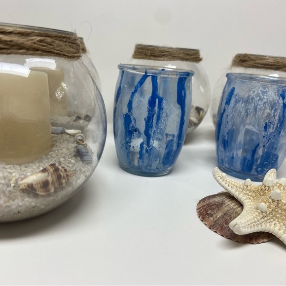 Fish Bowl Candle SET w/Sand & Real Shells - Picture 4 of 9